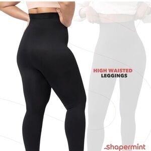 SHAPERMINT Women’s Leggings Shapewear Tummy Control Black Medium